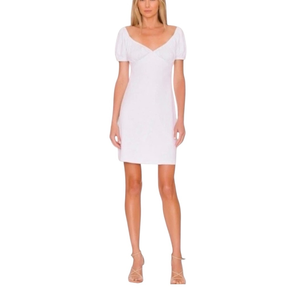 Susana Monaco Woman’s  Puff Sleeve A Line Mini Dress In White Sugar Size S
